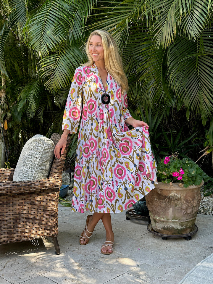 Karolina Dress Ikat White