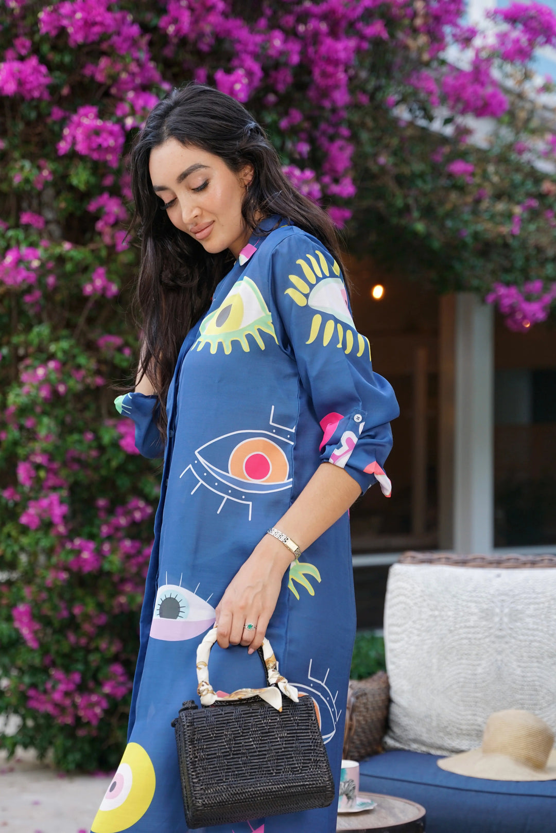 Ata Vine Handbag Black with Batik Lining