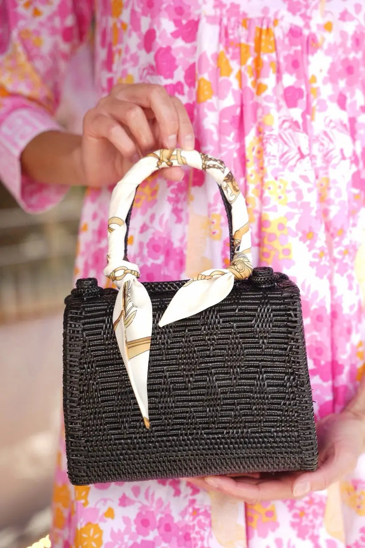 Ata Vine Handbag Black with Batik Lining