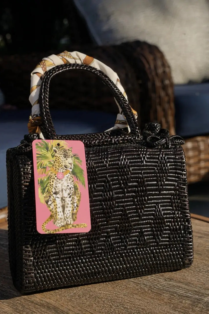 Ata Vine Handbag Black with Batik Lining