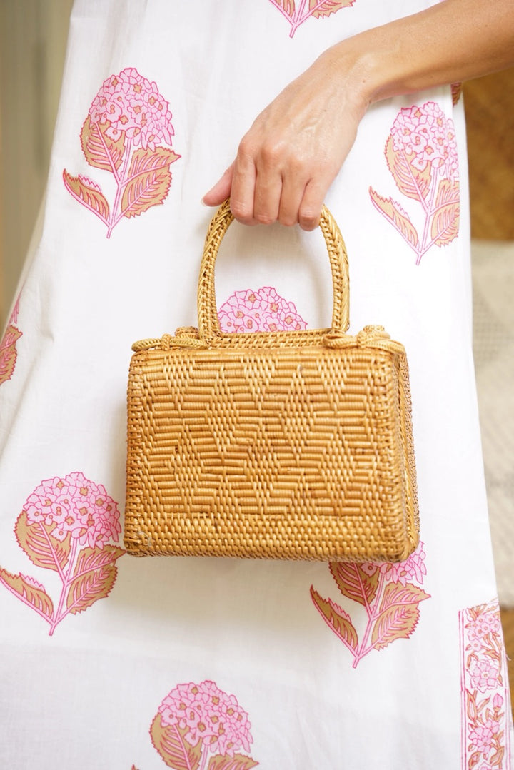 Ata Vine Handbag Natural with Batik Print