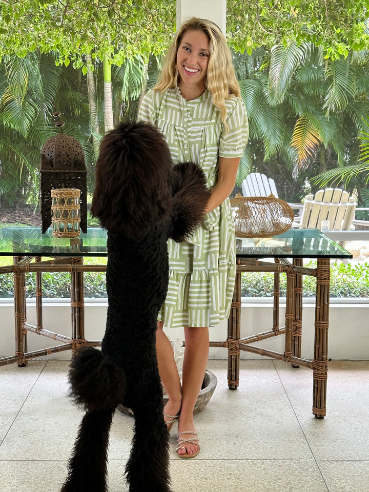 Ibiza Short Dress Stripe Sage