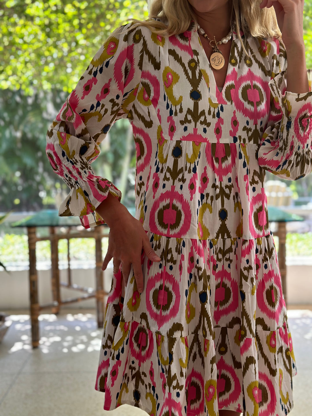 Megan Dress Ikat White