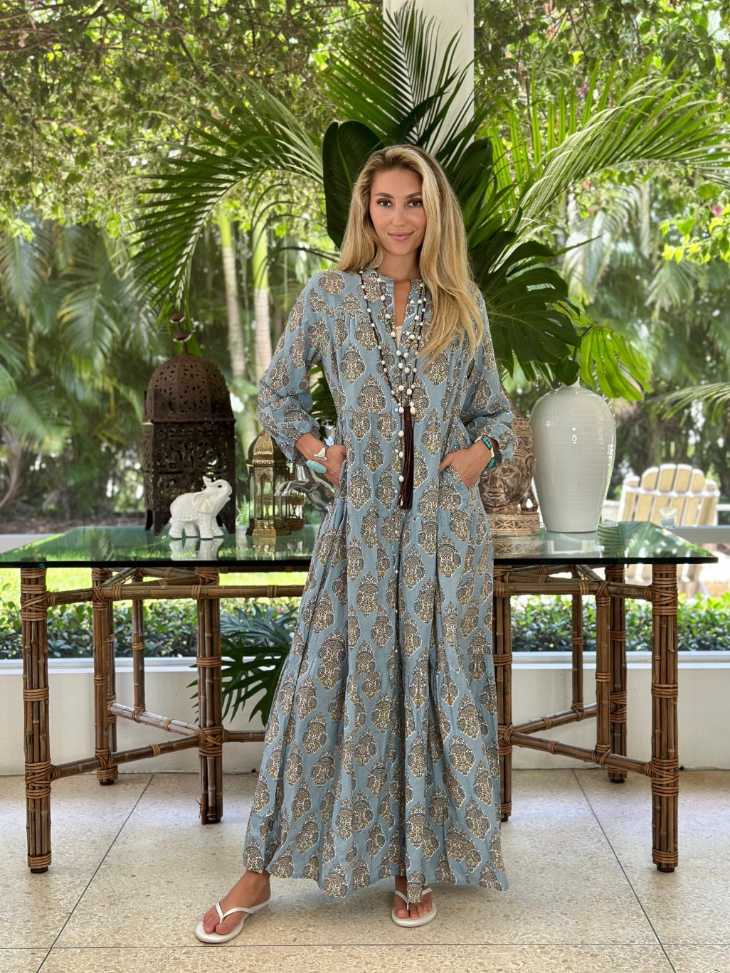 Boho Long Dress Bahama Blue
