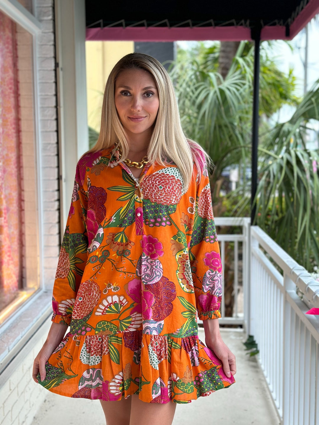 Serimeg Dress Orange Floral