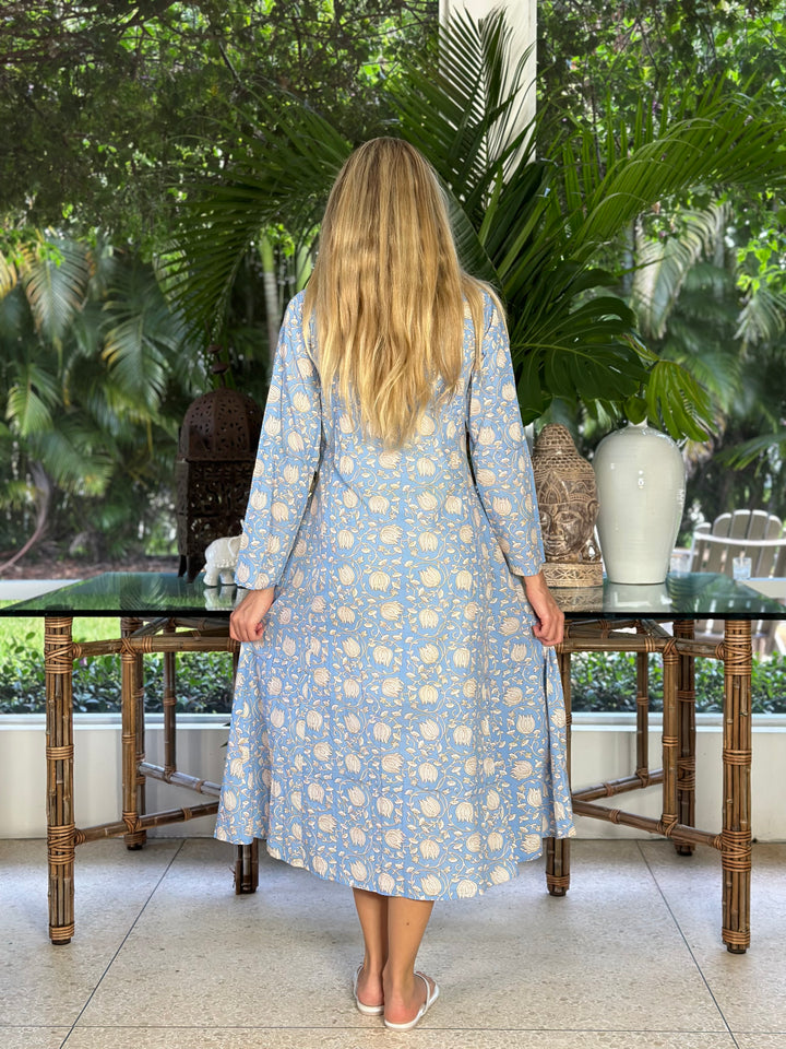 Karolina Dress Lotus Flower French Blue