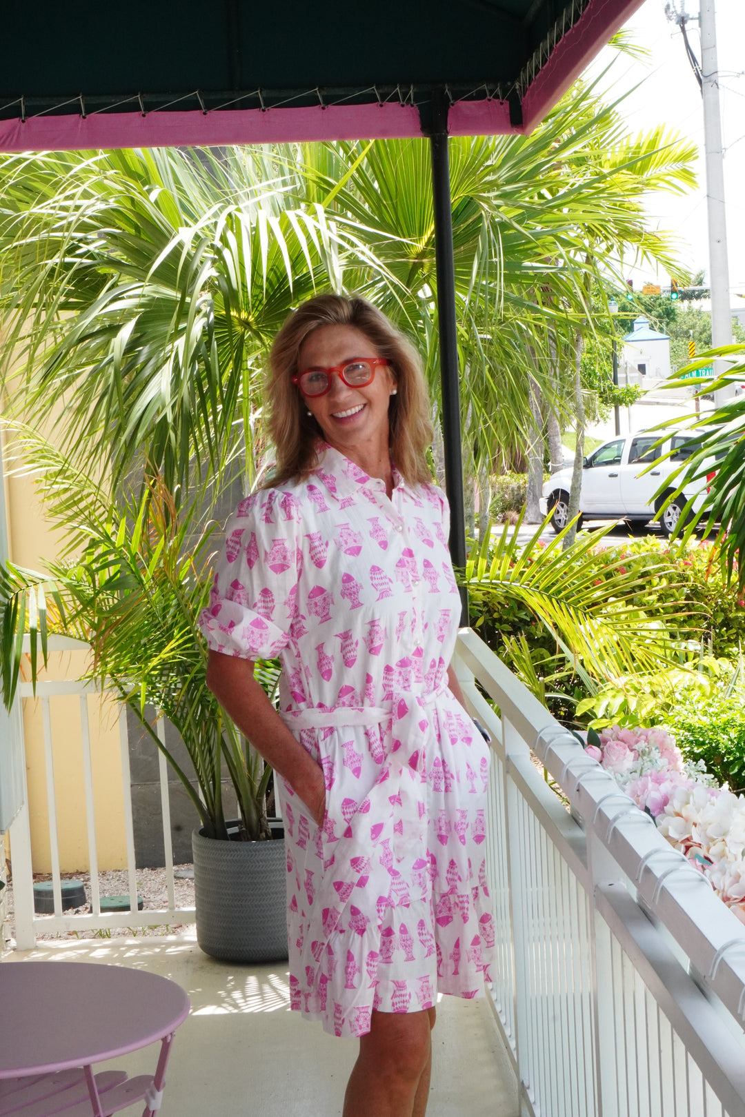 Oberoi Dress Pink Fish