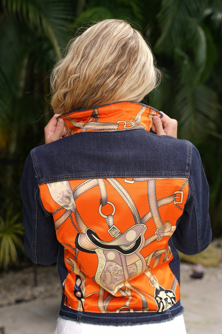 The Dark Denim Jacket / Orange Equestrian