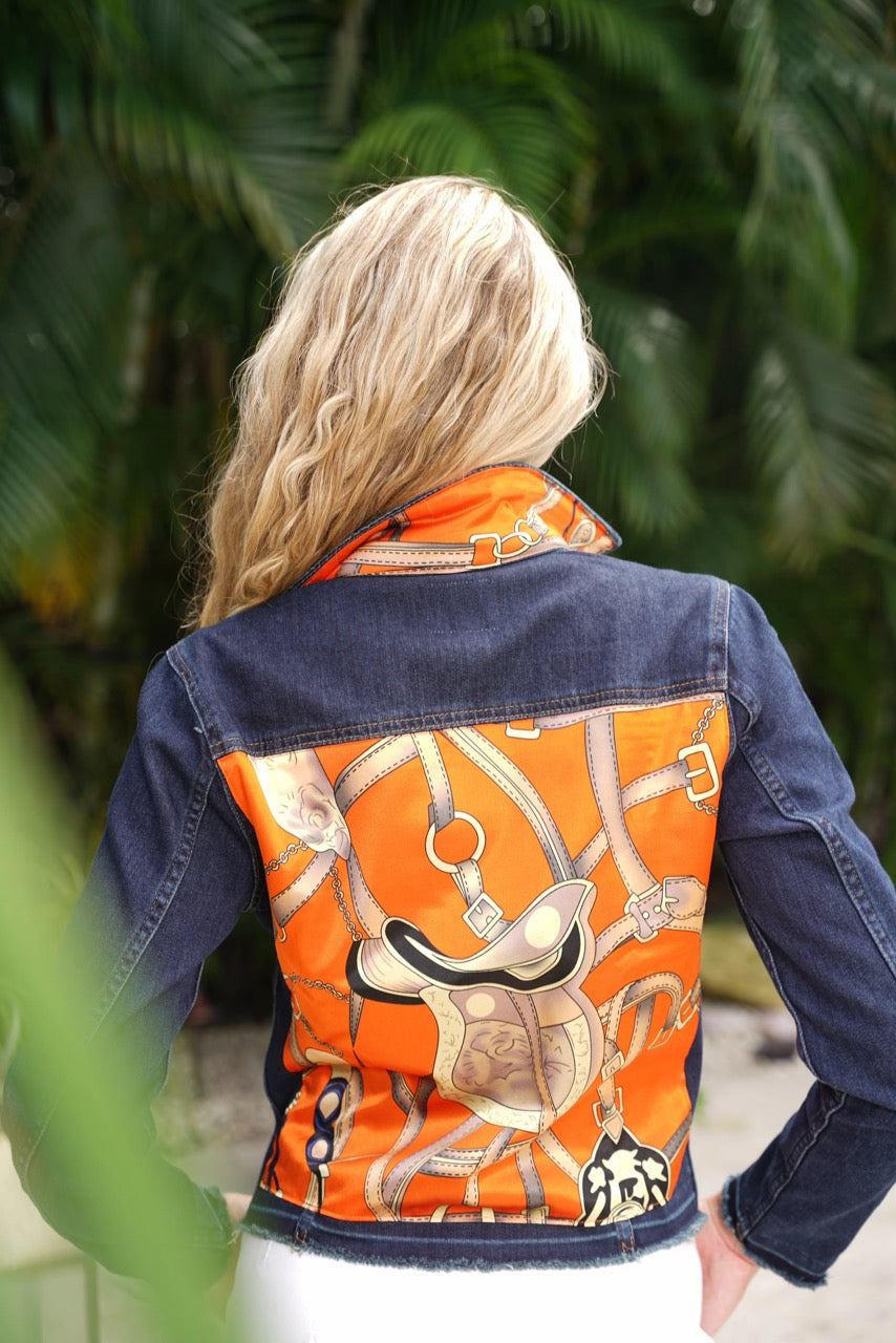 The Dark Denim Jacket / Orange Equestrian