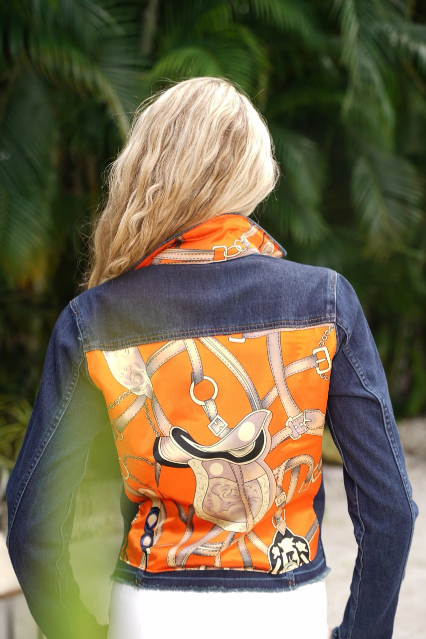 The Dark Denim Jacket / Orange Equestrian