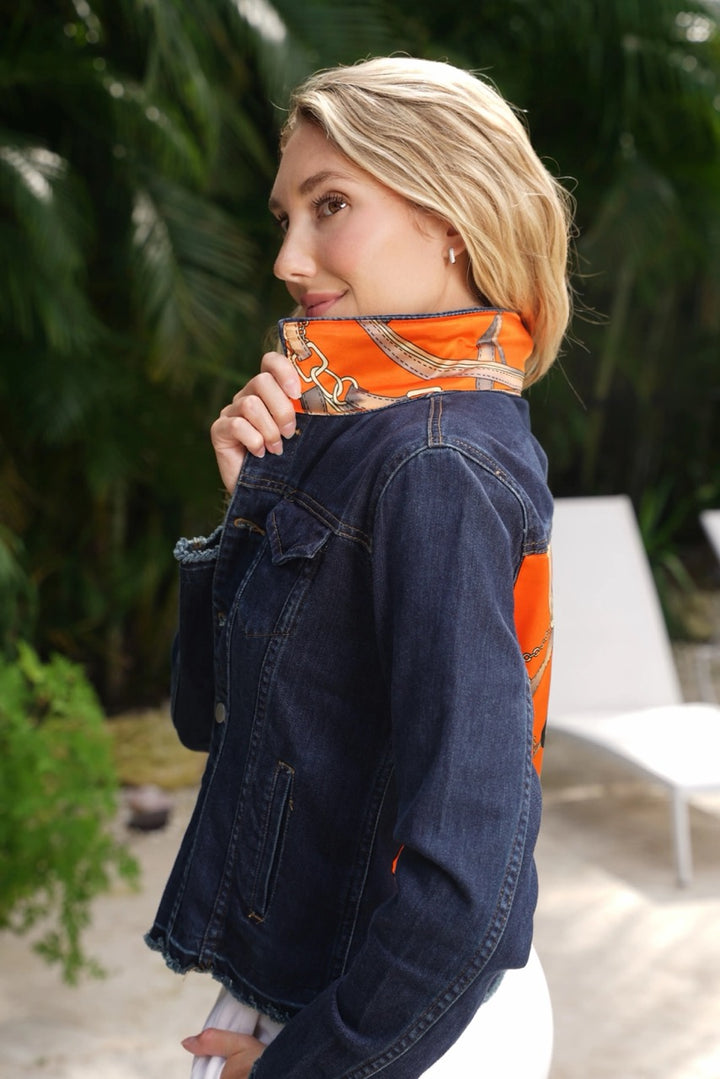 The Dark Denim Jacket / Orange Equestrian
