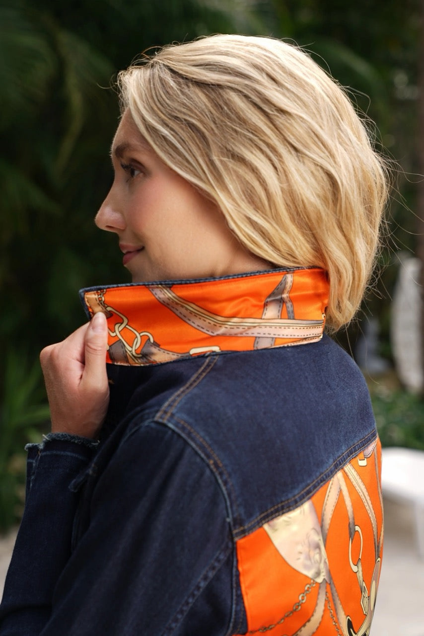 The Dark Denim Jacket / Orange Equestrian