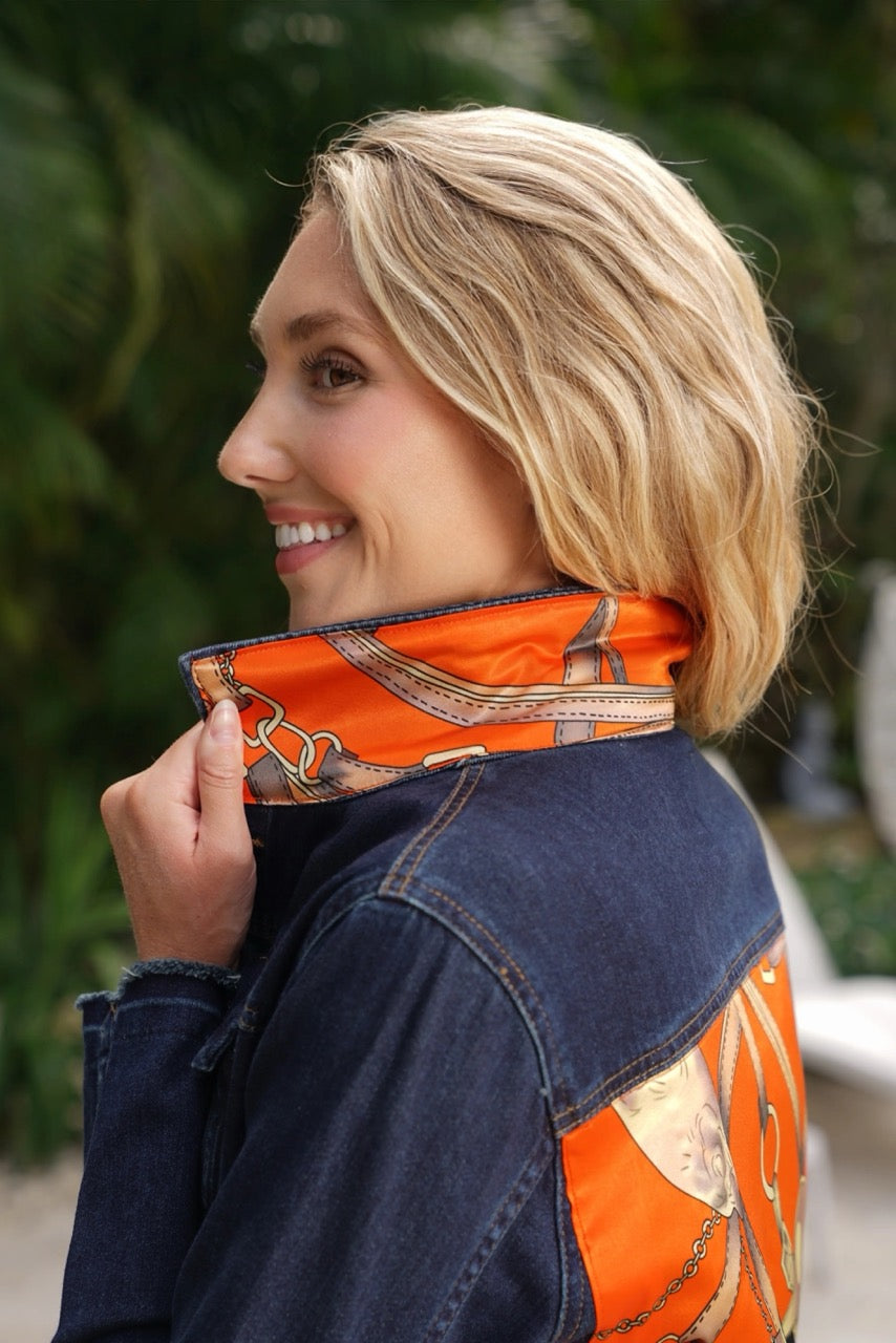 The Dark Denim Jacket / Orange Equestrian