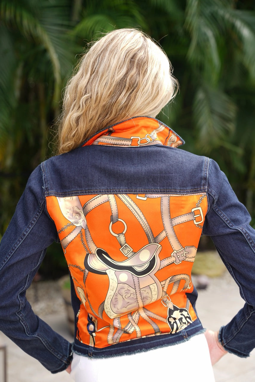 The Dark Denim Jacket / Orange Equestrian