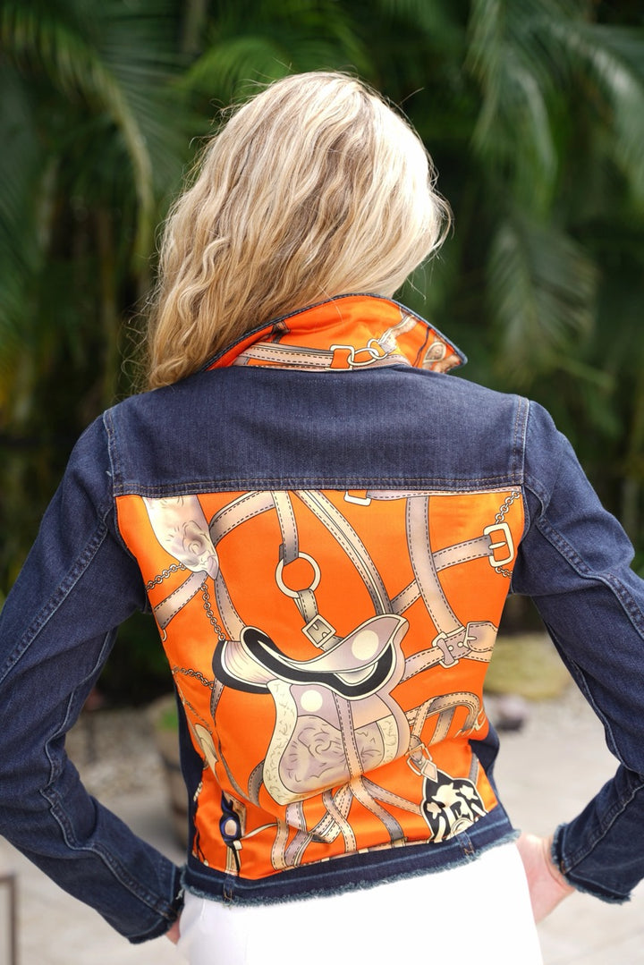 The Dark Denim Jacket / Orange Equestrian