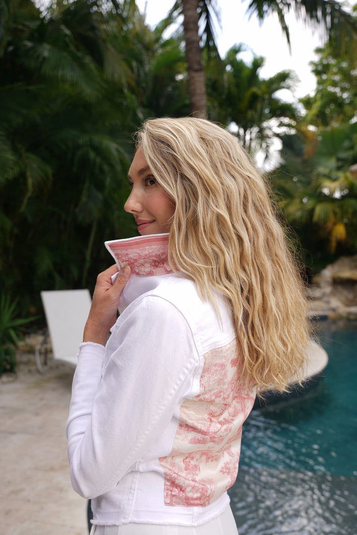 The White Denim Jacket / Pink Toile