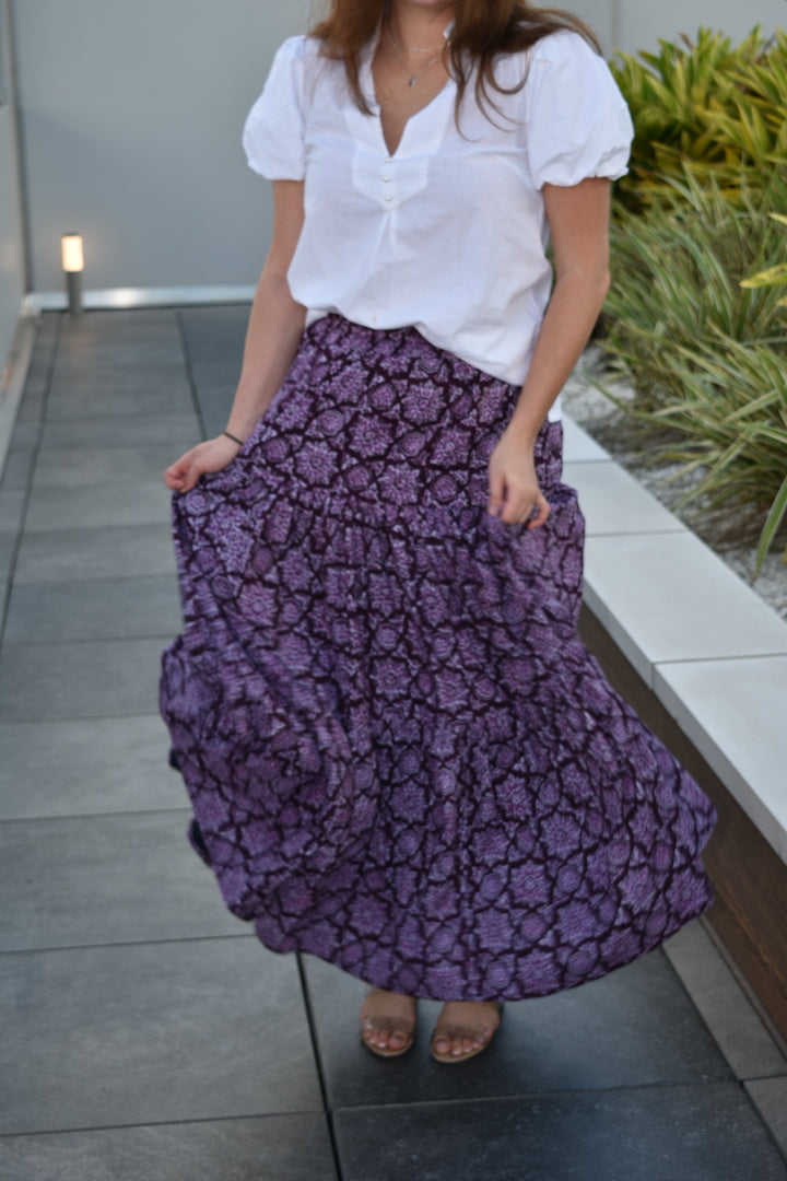 Boho Long Skirt Deep Plum