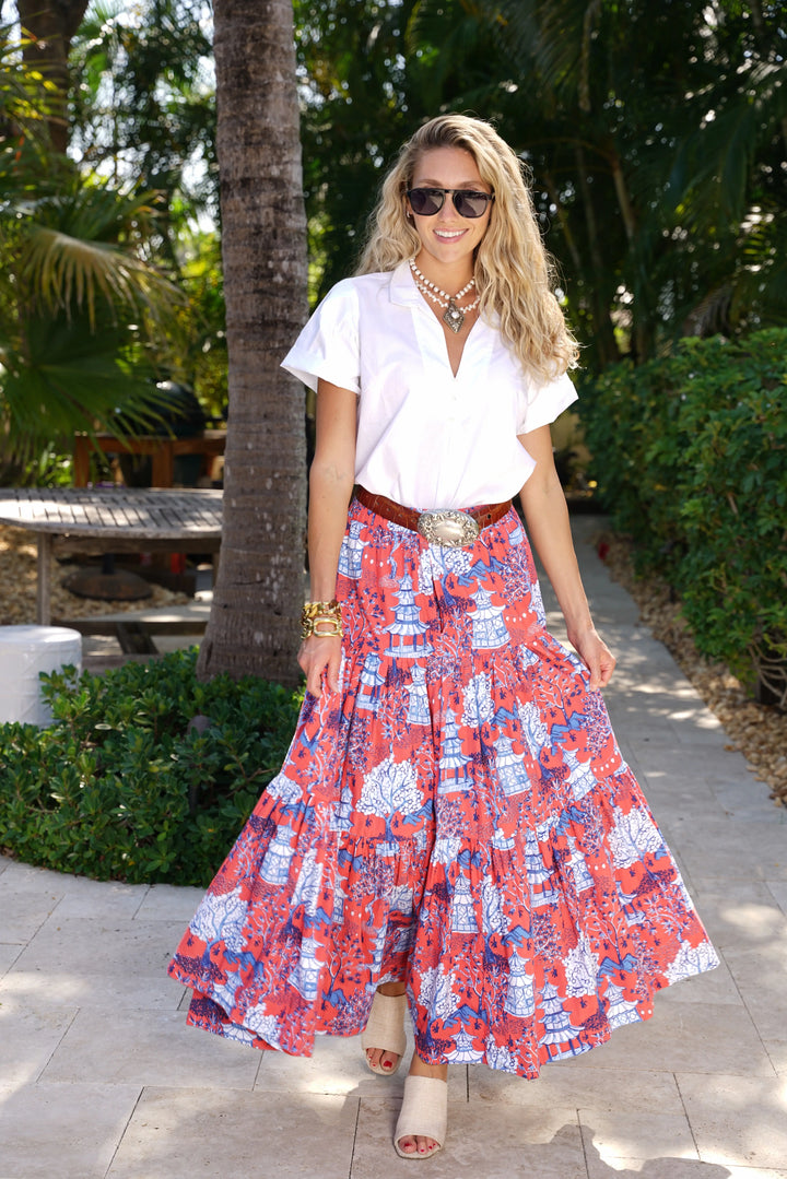 Boho Long Skirt Shanghai Red