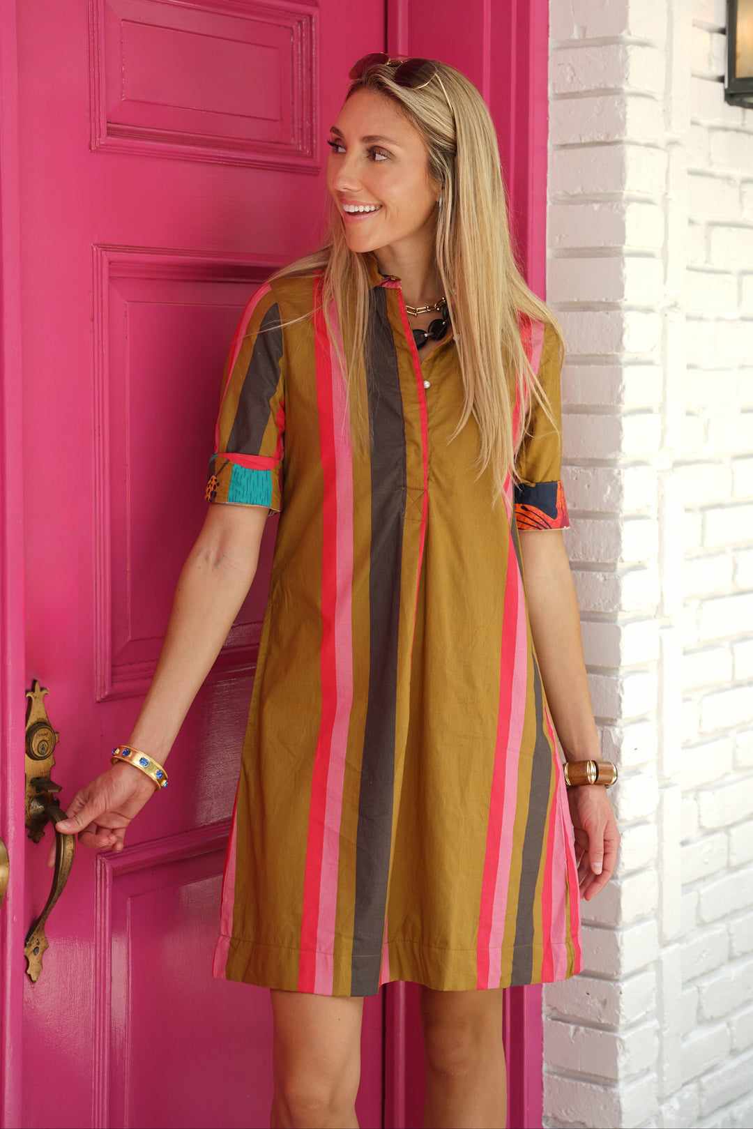 Charlize Dress Ember Stripe