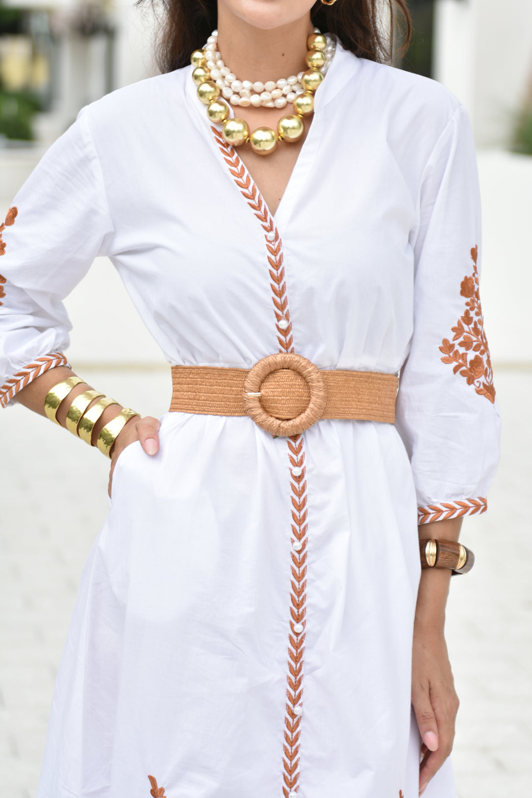 Round Raffia Belt Natural