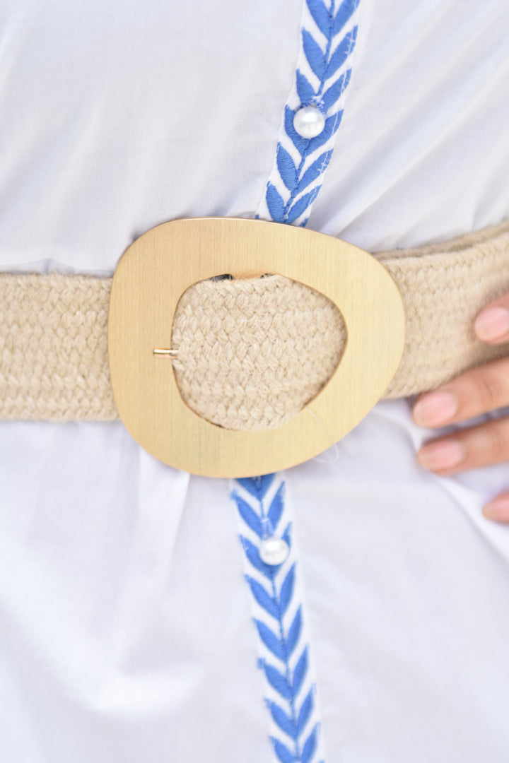 Golden Circle Raffia Belt Natural