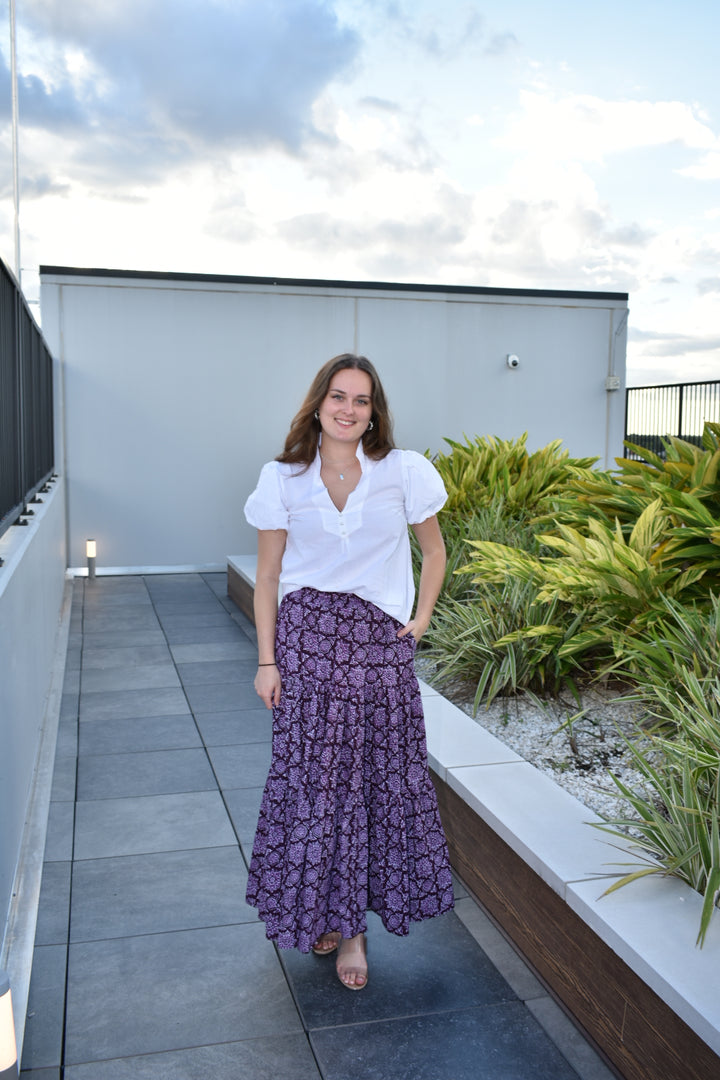 Boho Long Skirt Deep Plum