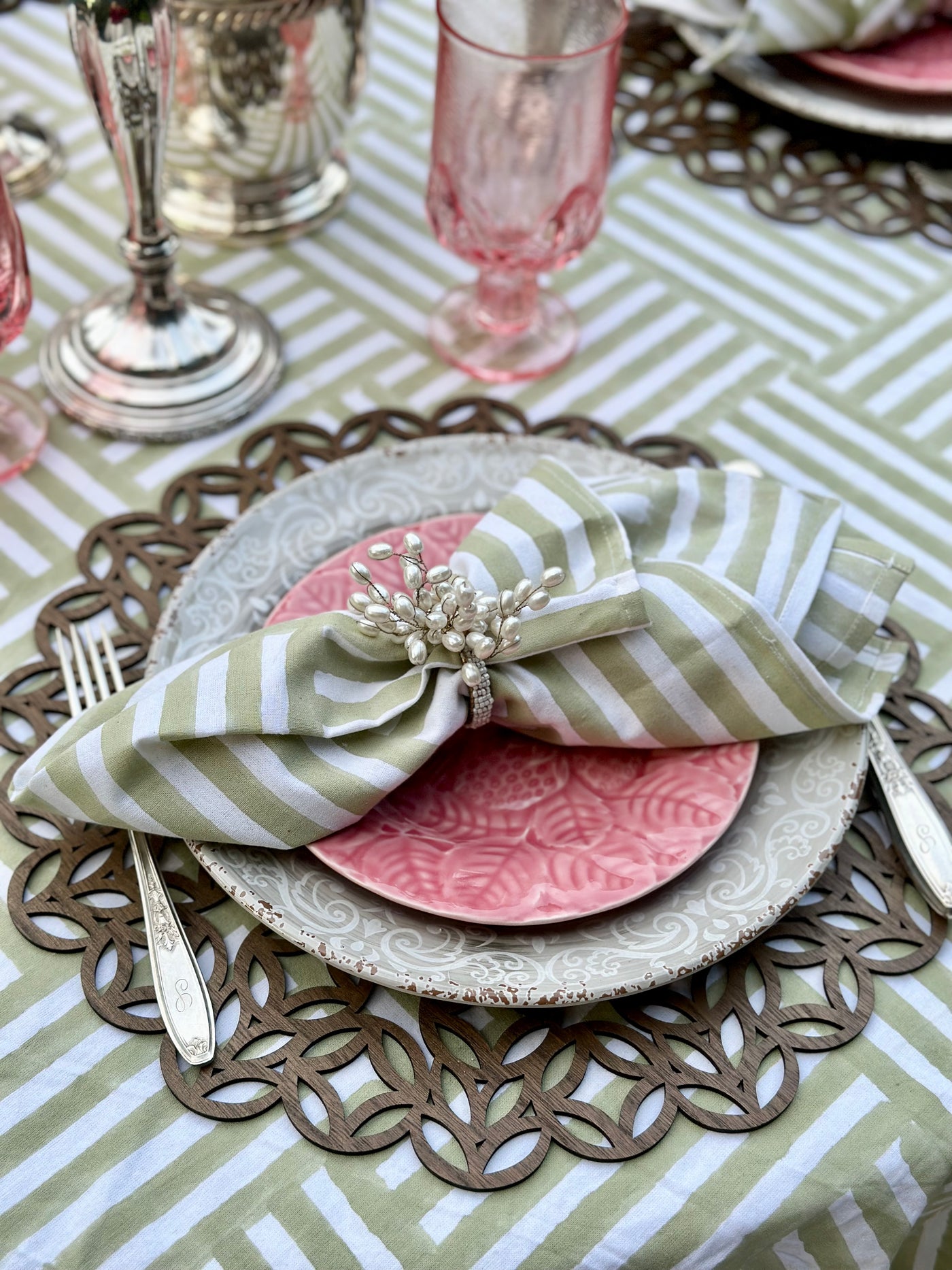 Napkins Sage Stripe