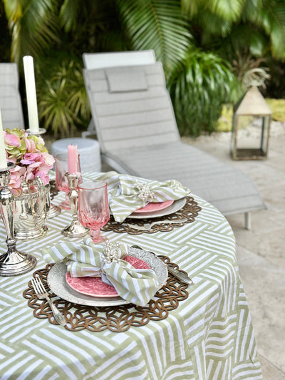 Sage Stripe Tablecloth