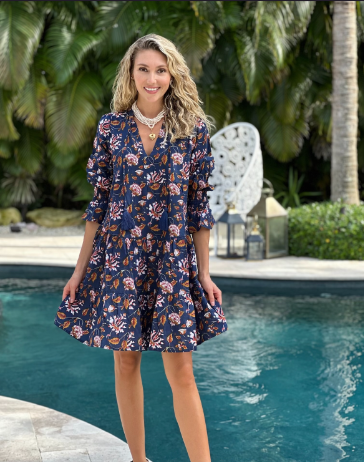 Raye Short Dress Charleston Floral Navy