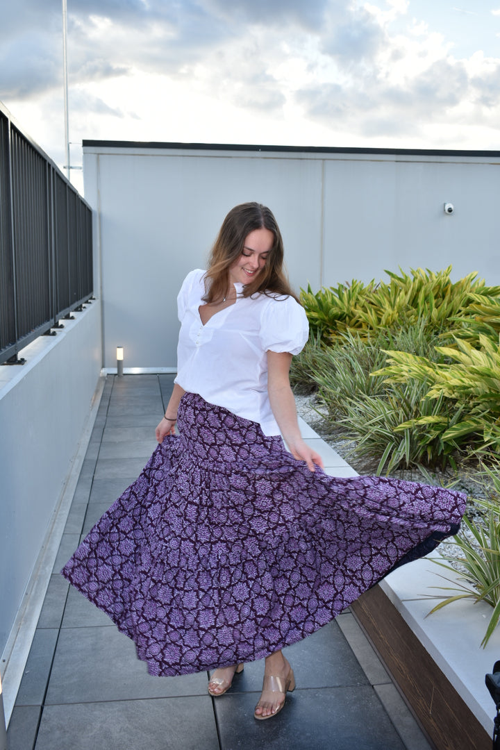 Boho Long Skirt Deep Plum