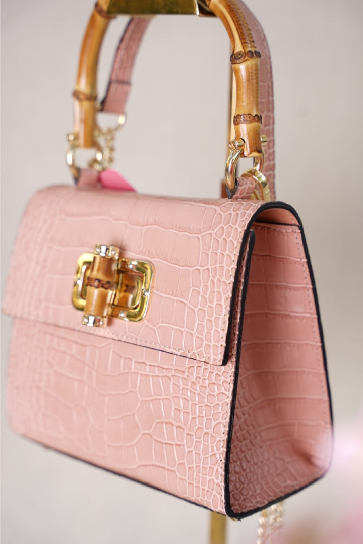 Antonella Small Croco Handbag Light Pink